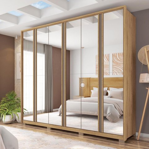 Guarda Roupa Suburban 6 Portas 4 Gavetas com Espelho e Pés Suburban  Espresso Móveis