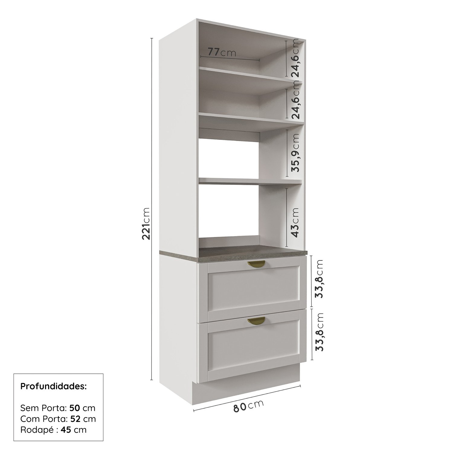 Cozinha Modulada 7 Peças sem Tampo 3 Aéreos 3 Balcões e Torre Quente Arizona CabeCasa MadeiraMadeira - 10