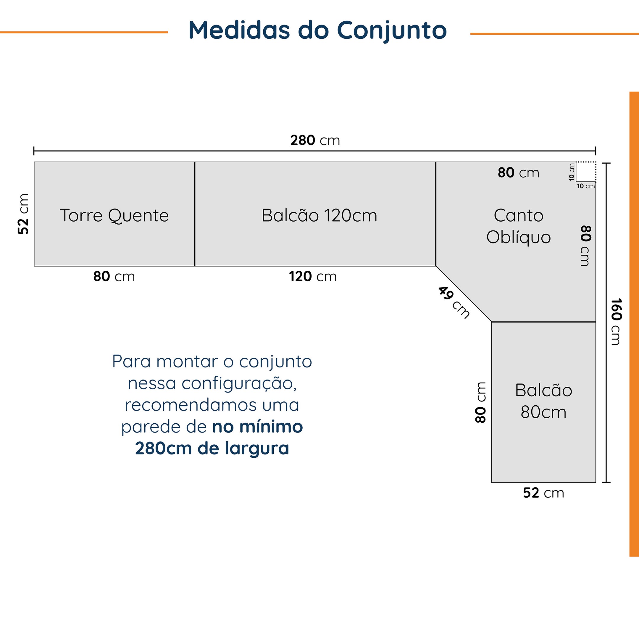 Cozinha Modulada 7 Peças sem Tampo 3 Aéreos 3 Balcões e Torre Quente Arizona CabeCasa MadeiraMadeira - 3