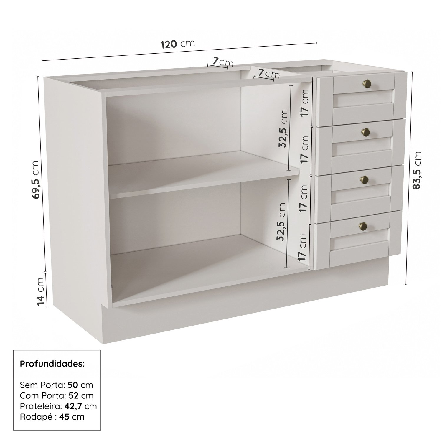 Cozinha Modulada 7 Peças sem Tampo 3 Aéreos 3 Balcões e Torre Quente Arizona CabeCasa MadeiraMadeira - 16