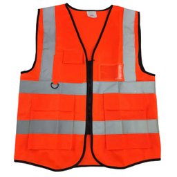Colete Sinalizador Refletivo EPI Segurança Trabalho Blusao Fluorescente Transito Construçao Bolso Zi - 5