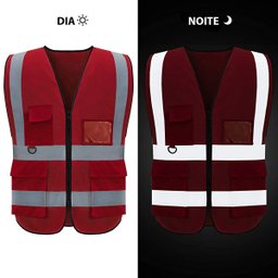 Colete Sinalizador Refletivo EPI Segurança Trabalho Blusao Fluorescente Transito Construçao Bolso Zi - 3