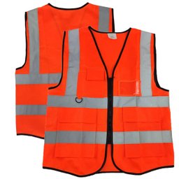 Colete Sinalizador Refletivo EPI Segurança Trabalho Blusao Fluorescente Transito Construçao Bolso Zi - 2