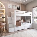 Ver imagem 6 de Beliche Infantil/juvenil 2 Gavetões e Escada com 4 Nichos Star Plus Casatema MadeiraOriginals