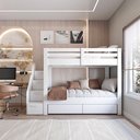 Ver imagem 1 de Beliche Infantil/Juvenil 2 Gavetões e Escada com 4 Nichos Star Plus Casatema MadeiraOriginals Branco