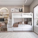 Ver imagem 1 de Beliche Infantil/juvenil 2 Gavetões e Escada com 4 Nichos Star Plus Casatema MadeiraOriginals