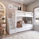 Ver imagem 6 de Beliche Infantil/Juvenil 2 Gavetões e Escada com 4 Nichos Star Plus Casatema MadeiraOriginals Branco