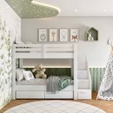 Ver imagem 3 de Beliche Infantil/Juvenil 2 Gavetões e Escada com 4 Nichos Star Plus Casatema MadeiraOriginals Branco