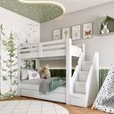 Ver imagem 7 de Beliche Infantil/Juvenil 2 Gavetões e Escada com 4 Nichos Star Plus Casatema MadeiraOriginals Branco