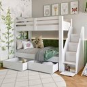 Ver imagem 5 de Beliche Infantil/Juvenil 2 Gavetões e Escada com 4 Nichos Star Plus Casatema MadeiraOriginals Branco