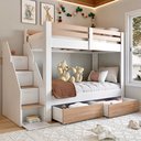 Ver imagem 5 de Beliche Infantil/Juvenil 2 Gavetões e Escada com 4 Nichos Star Plus Casatema MadeiraOriginals Branco