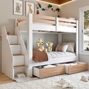 Ver imagem 5 de Beliche Infantil/juvenil 2 Gavetões e Escada com 4 Nichos Star Plus Casatema MadeiraOriginals