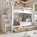 Ver imagem 3 de Beliche Infantil/juvenil 2 Gavetões e Escada com 4 Nichos Star Plus Casatema MadeiraOriginals