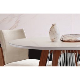 Conjunto Mesa Tampo Vidro/MDF com 4 Cadeiras Sala de Jantar Cítara Mônaco Yescasa - 6