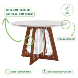 Conjunto Mesa Tampo Vidro/MDF com 4 Cadeiras Sala de Jantar Cítara Mônaco Yescasa - 7