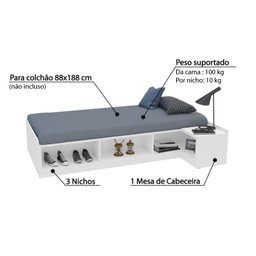 Cama Infantil/Juvenil Multifuncional Trinity com Mesa de Cabeceira Casatema MadeiraOriginals - 4