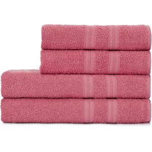 Jogo de Toalhas 100% Algodão Alta Absorção (2 Banho + 2 Rosto ) Padrão Hotel/pousada - Rosê