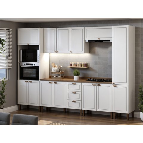 Cozinha Completa 6pçs Americana Branco/ebano C/ Tampo