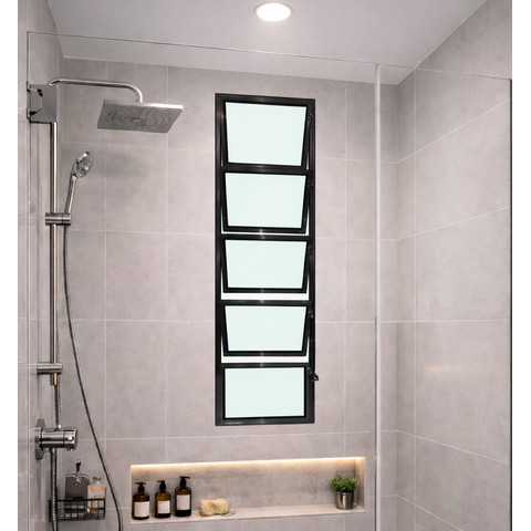 Vitro Basculante 100x40 Alumínio Preto Vidro Liso