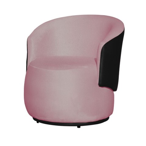 Poltrona Beatriz Orgânica 73cm Compose Corino Marrom/ Suede:rosa