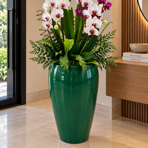 Vaso Vietnamita Fibra de Vidro Tóquio g 74cm Grande Plantas Verde
