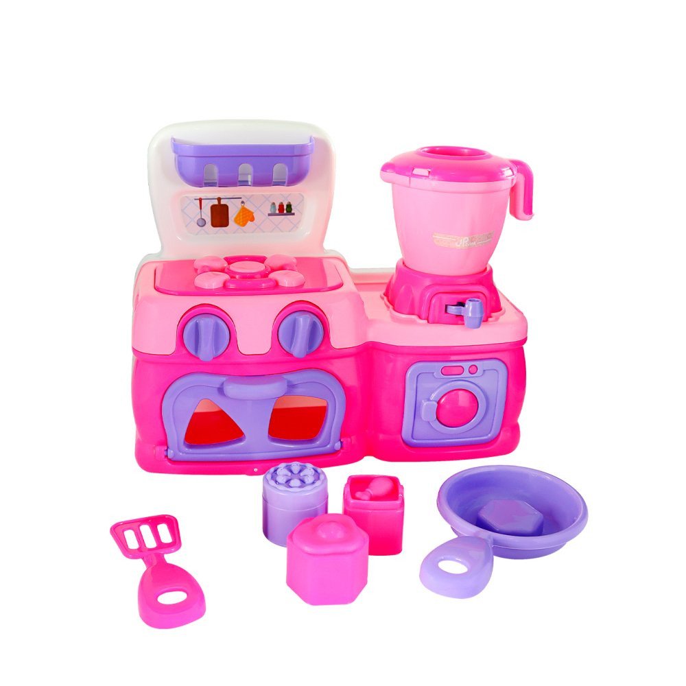 Mini Cozinha Rosa Fogão Forno Liquidificador Espátula - 3