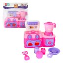 Ver imagem 1 de Mini Cozinha Rosa Fogão Forno Liquidificador Espátula