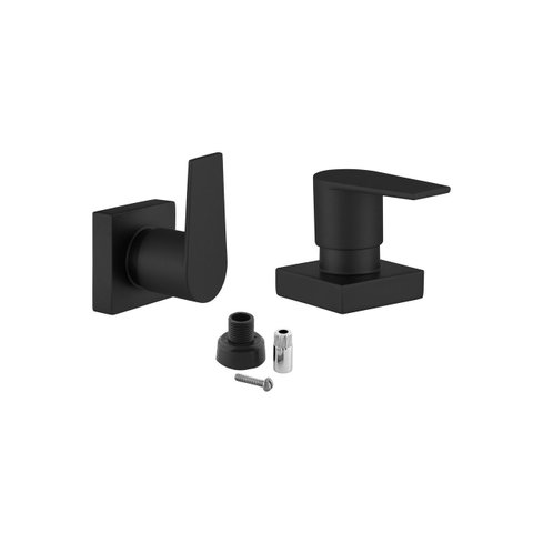 Kit 2 Acabamento para Banheiro Alavanca Quadrado Preto Registro Chuveiro Padrão Docol