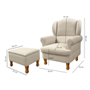 Ver imagem 3 de Poltrona de Amamentação com Puff Baú em Linho Bege e Pés de Madeira Maciça Sabrina 