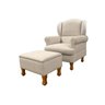Poltrona de Amamentação com Puff Baú em Linho Bege e Pés de Madeira Maciça Sabrina  - 2
