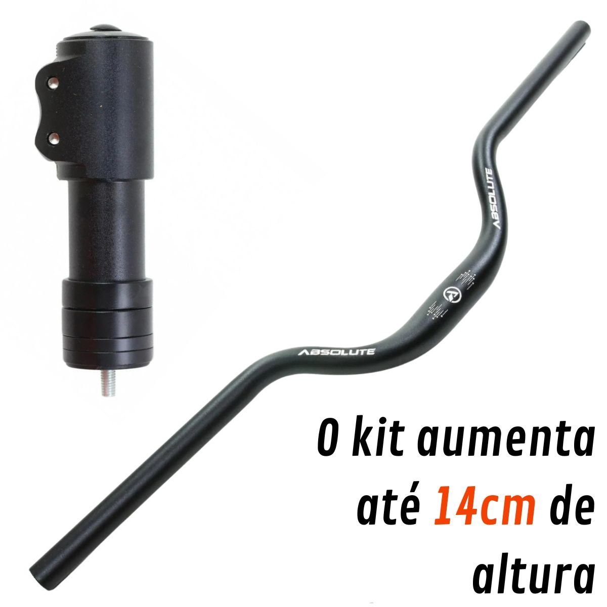 Kit Guidão Elevado MTB 60mm + Extensor Ahead Set Absolute Guidon Alto 31.8mm MTB 6cm Prolongador 8cm - 2