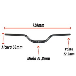 Kit Guidão Elevado MTB 60mm + Extensor Ahead Set Absolute Guidon Alto 31.8mm MTB 6cm Prolongador 8cm - 3