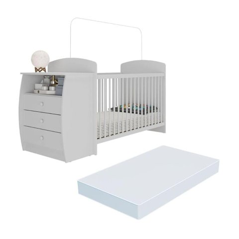 Berço Cômoda com Colchão Incluso Colinho de Mãe Multimóveis Mp4304 Branco