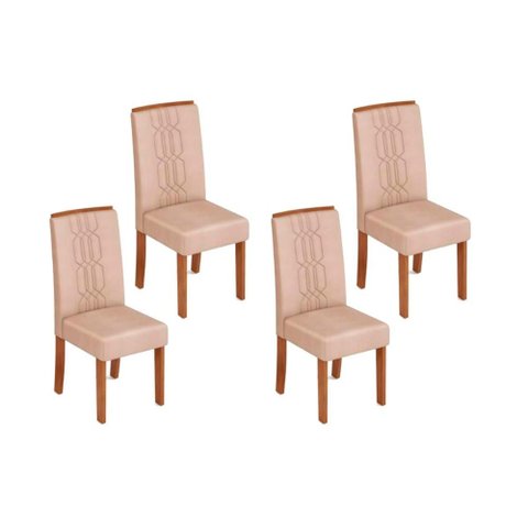 Cadeira Sala de Jantar Zoe Kit 4 Un Freijo/suede Creme - Dj Móveis