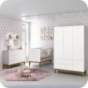 Ver imagem 2 de Jogo de Quarto Bebê Completo 3 Portas Classic Branco Pés Madeira