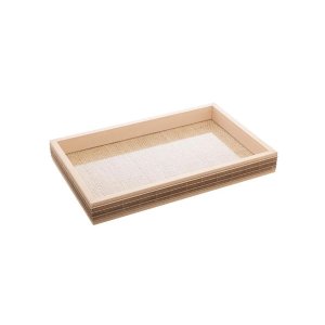 Bandeja Madeira com Sisal Trancado Branca 37,5x 23,5cm Wolff