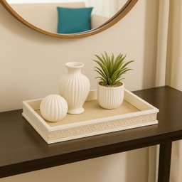 Bandeja Madeira com Sisal Trancado Branca 37,5x 23,5cm Wolff - 2