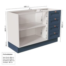 Cozinha Modulada 7 Peças sem Tampo 3 Aéreos 3 Balcões e Torre Quente Arizona CabeCasa MadeiraMadeira - 16