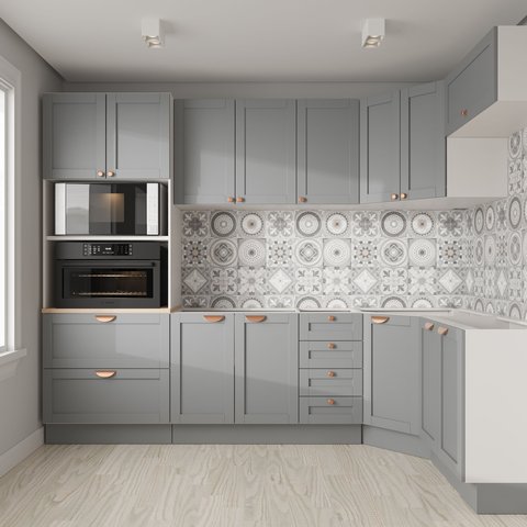 Cozinha Modulada 7 Peças 3 Aéreos 3 Balcões e Torre Quente Arizona CabeCasa MadeiraOriginals Cinza/Branco