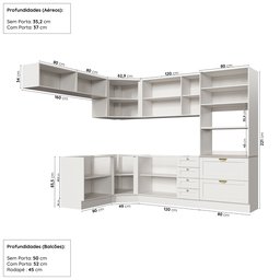 Cozinha Modulada 8 Peças sem Tampo 4 Aéreos 3 Balcões e Torre Quente Arizona CabeCasa MadeiraMadeira - 4