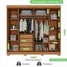 Guarda Roupa Casal com Espelho 6 Portas 4 Gavetas Londres Prime  - 7
