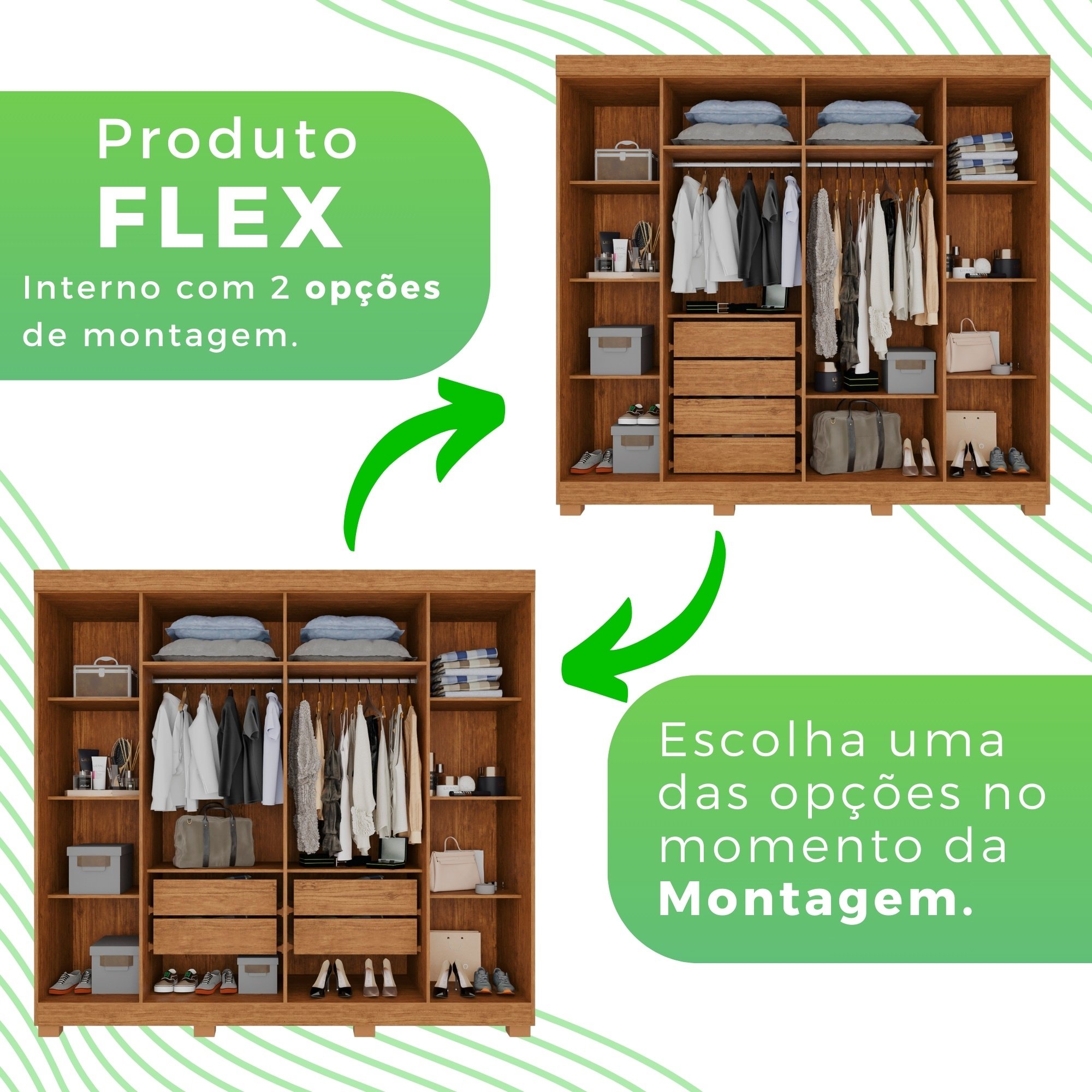 Guarda Roupa Casal com Espelho 6 Portas 4 Gavetas Londres Prime  - 5