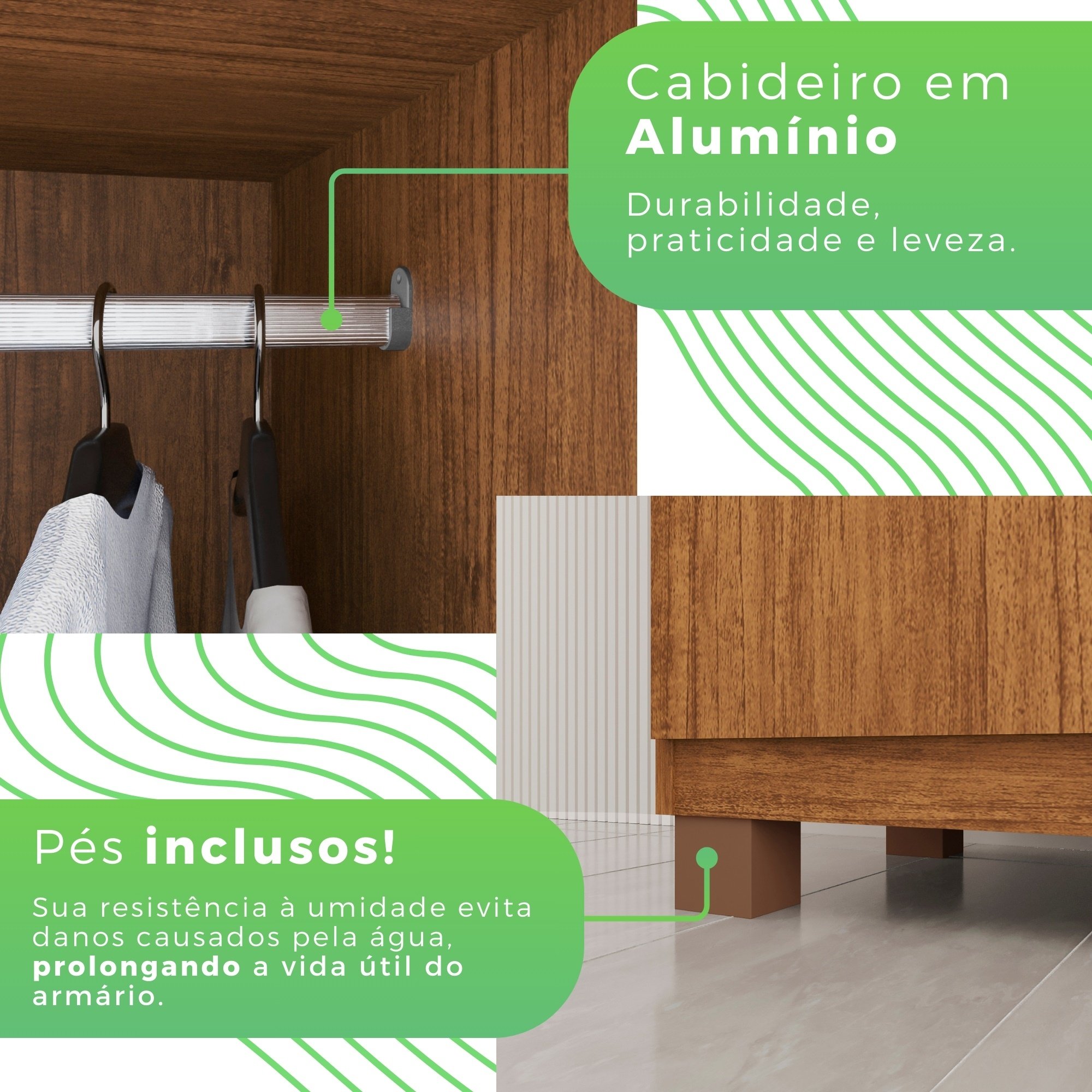 Guarda Roupa Casal com Espelho 6 Portas 4 Gavetas Londres Prime  - 13