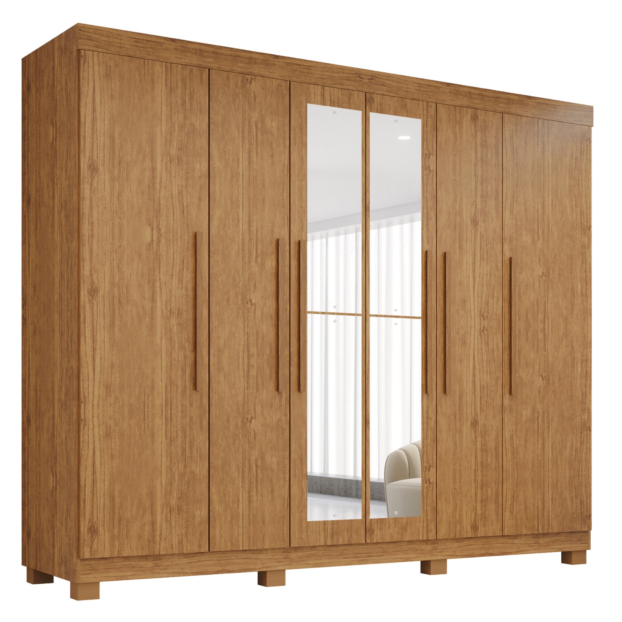 Guarda Roupa Casal com Espelho 6 Portas 4 Gavetas Londres Prime  - 2