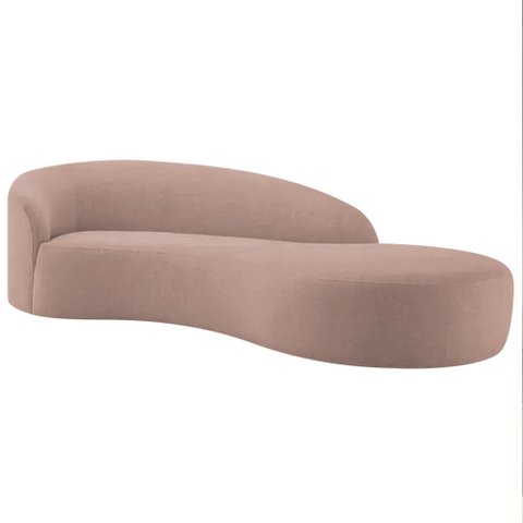 Divã Recamier Orgânico França 200cm Lado Direito Linho Rose - Amarena Moveis