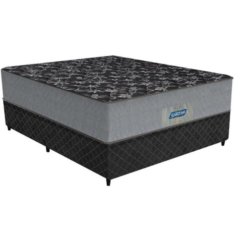 Conjunto Cama Box Elegance Casal 188x138x46 Mola Gazin Cinza