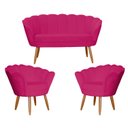 Ver imagem 1 de Conjunto Namoradeira Pétala de Flor + 2 Poltronas Pés Palito Suede Pink