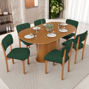 Cadeira para Sala de Jantar Cozinha Living Estofada Dara L02 Suede Verde Musgo - Lyam Decor