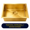Ver imagem 5 de Cuba de Cozinha Pia Quadrada Gourmet 44x44 Embutir ou Sobrepor Inox 304 Escovada Dourada Brinovar