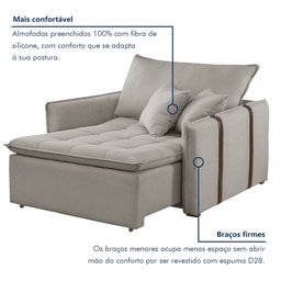 Poltrona Cama 110cm Detroid Yescasa Linho  - 6